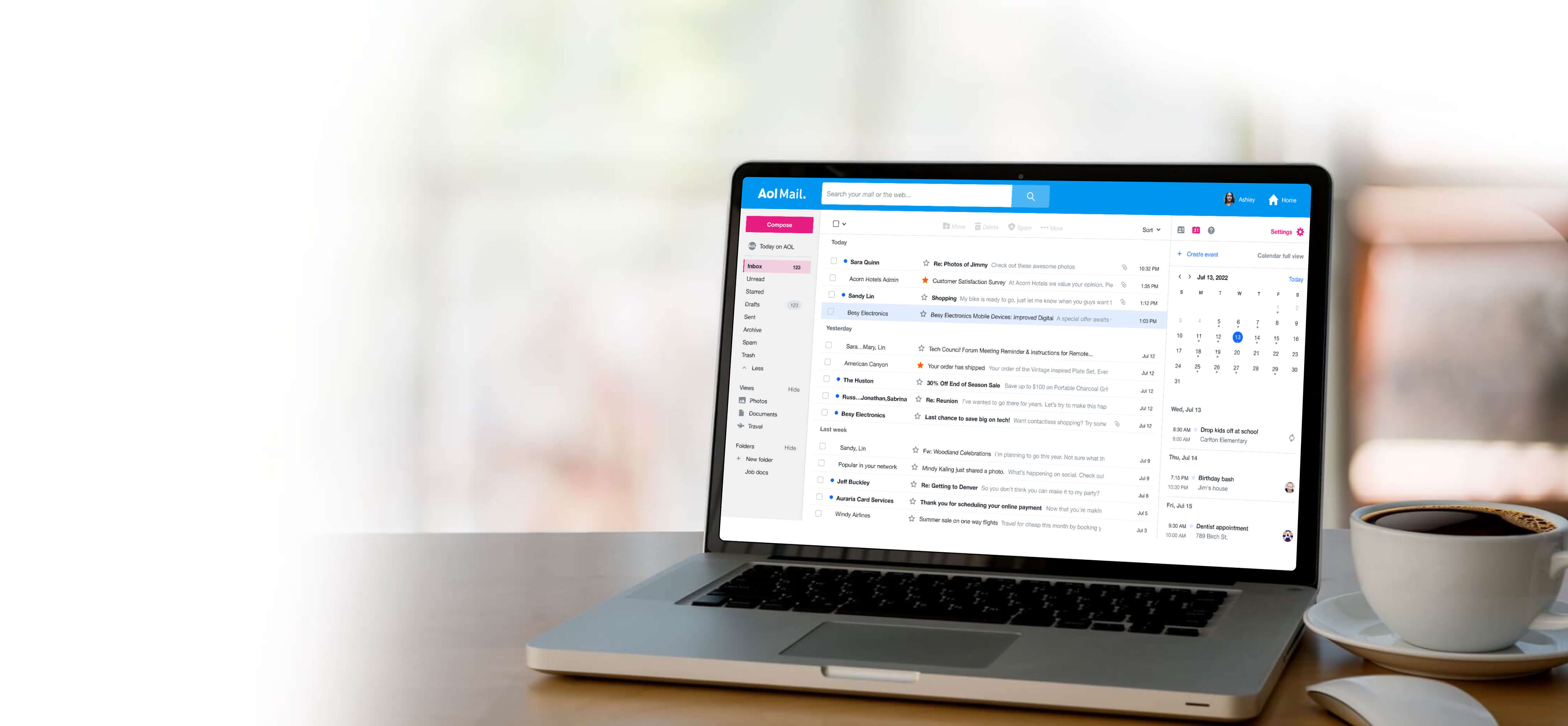 screenshot of AOL Mail